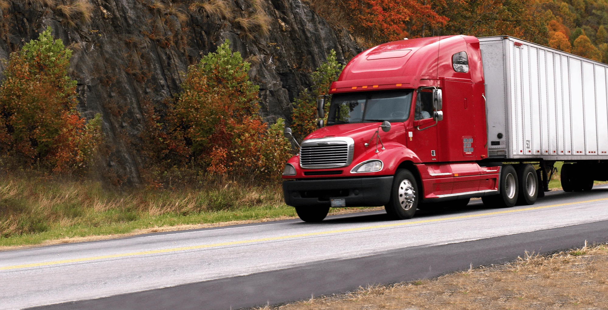 Red truck passing